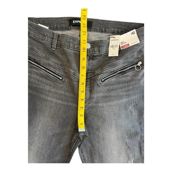 Express Gray Ankle High Rise Stretch Denim Perfect Jeans Size 14S Women NWT - Picture 6 of 13